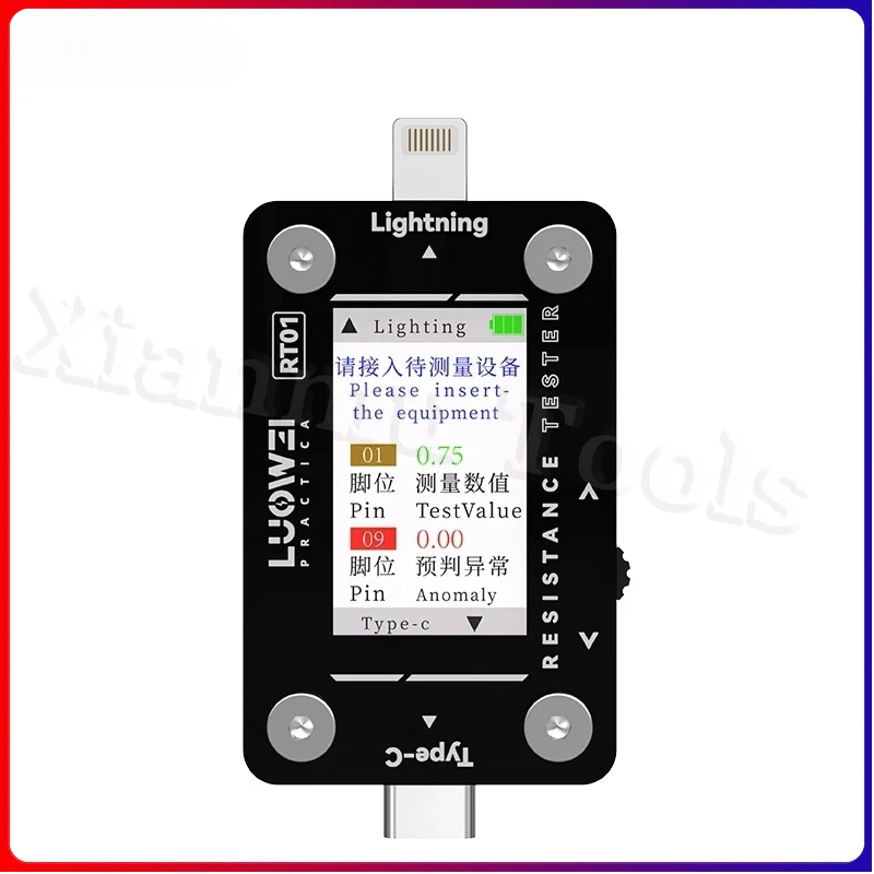 Luowei LW-RT01 Lade Port Tester Für Telefon Typ-C Beleuchtung Dock Connector Überprüfen Automatische Scannen Erkennung Reparatur Werkzeug Image