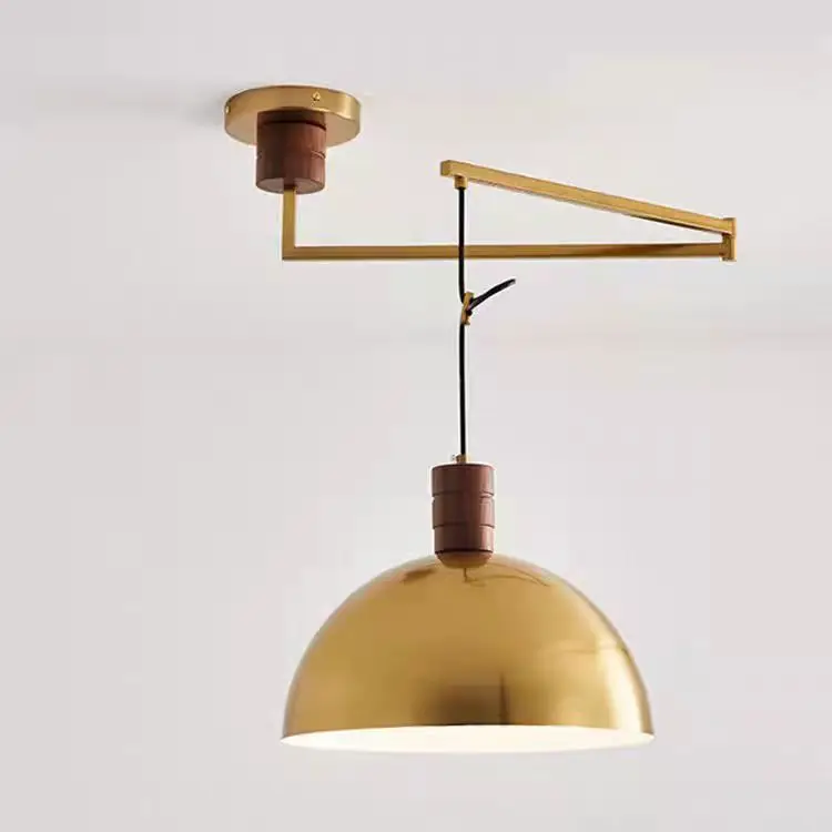 Schwinge Pendel leuchte nordisch klappbar drehbar lange Stange Silber Lampe Wohnzimmer Studie beweglichen Esstisch Hängelampe