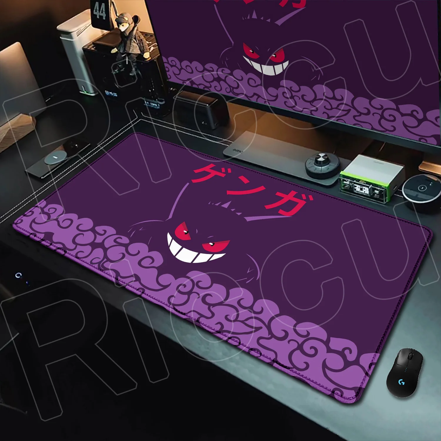 Kawaii Anime-Mauspad, P-Pokemon, 80 x 40 cm, Gamer-Schrank, Tastatur-Teppich, niedliches G-Gengar, erweiterte Schreibtischunterlage, Laptop, Büro, rutschfestes Mauspad Image