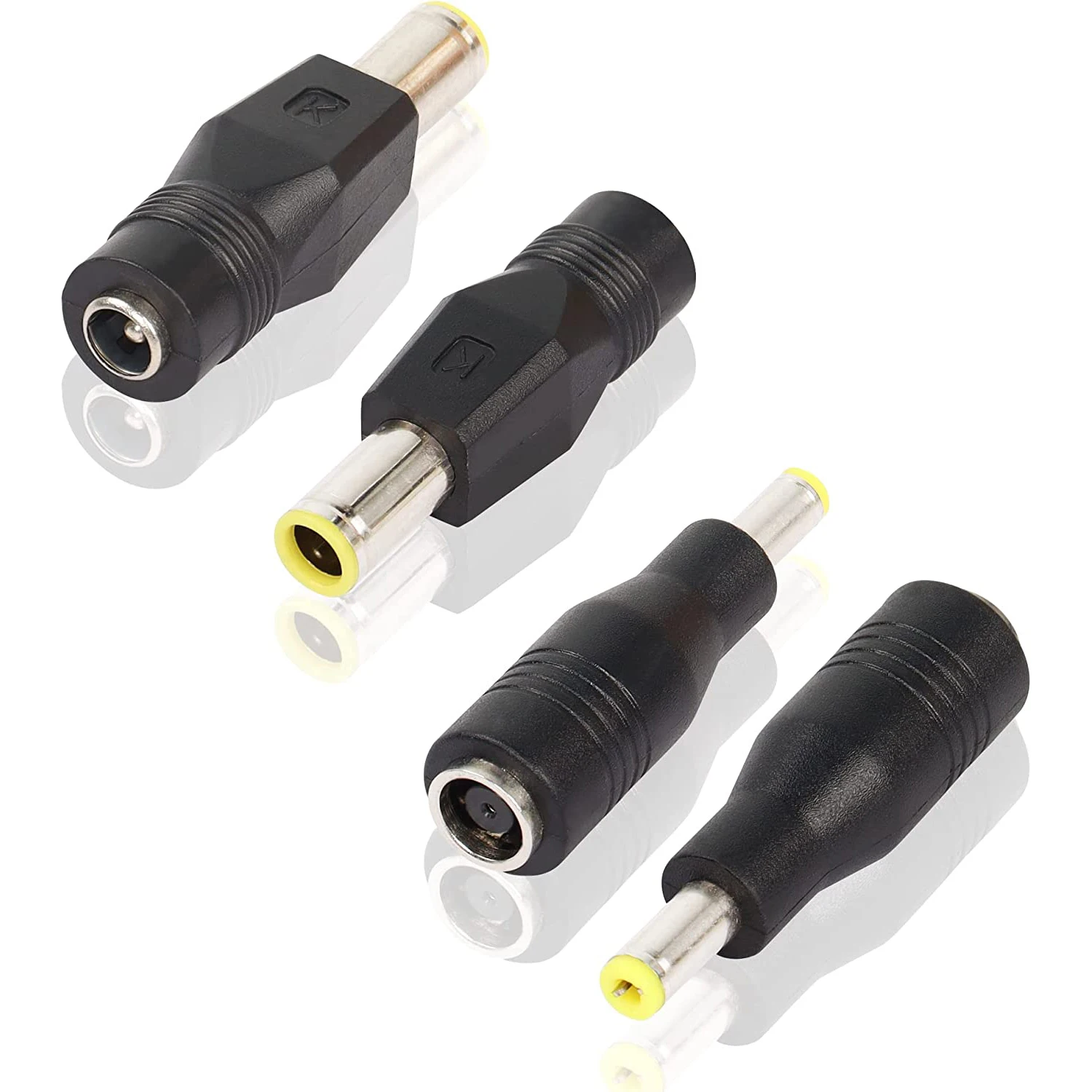 DC-Netzstecker-Adapter, 2 Stück, DC 8 mm Stecker auf DC 5,5 mm x 2,1 mm Buchse und 2 Stück DC 5,5 mm x 2,1 mm Stecker auf DC 8 mm Buchse, 4-P Image