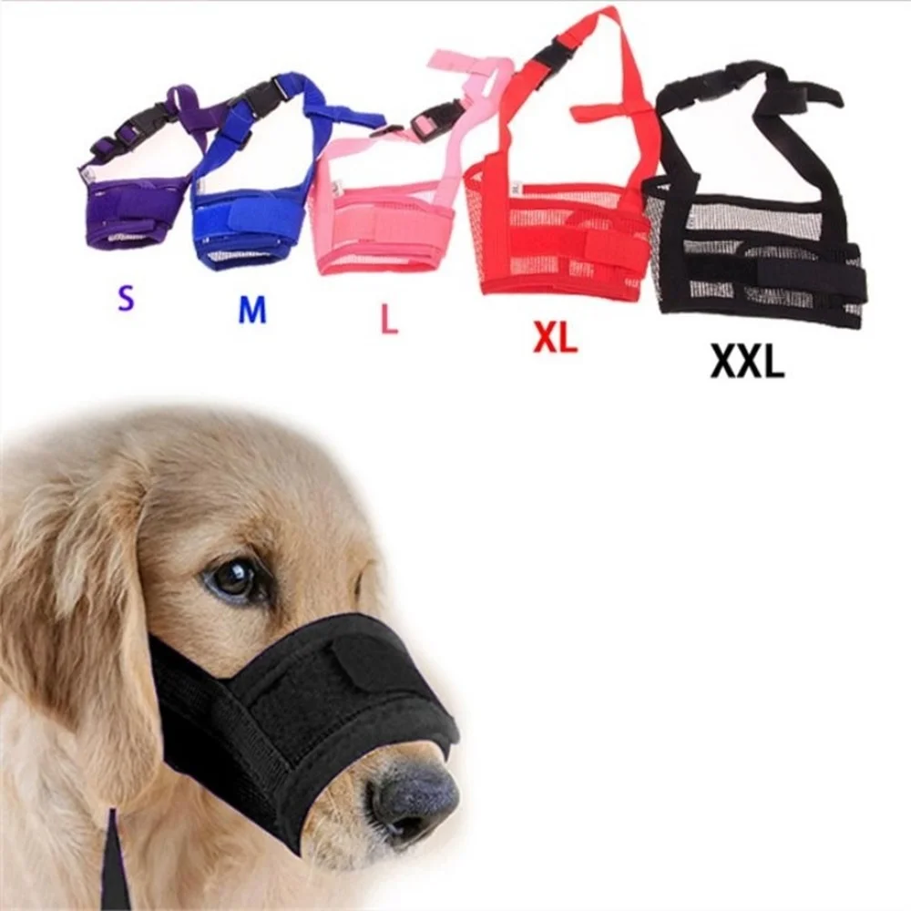 Anti Bellen Hund Maulkorb Für Kleine Große Hunde Einstellbare Mesh Atmungsaktive Haustier Mund Maulkörbe Für Hunde Nylon Riemen Hund Zubehör Image