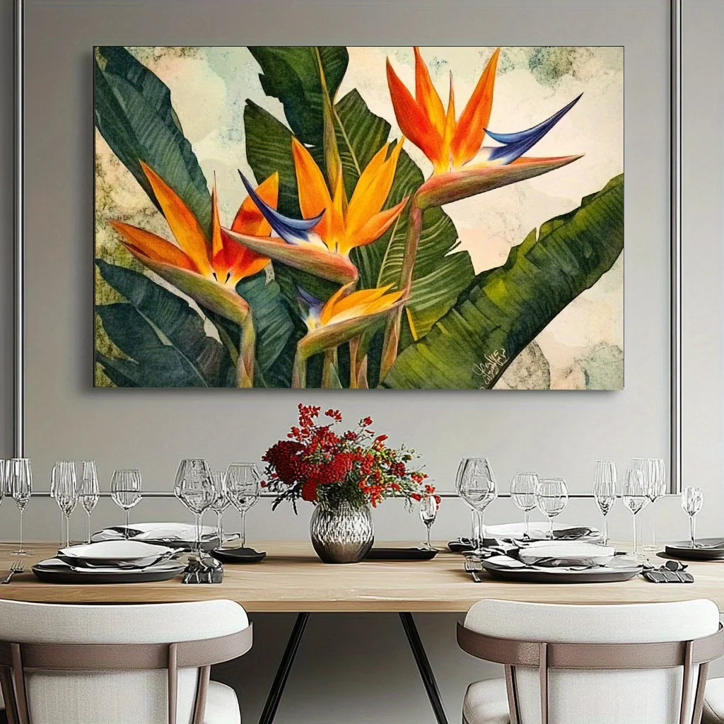 Lebendige tropische Orchideen-Poster und Druck, schöne Landschaft, Blumen, Leinwandgemälde, Wandkunst, Bilder für Wohnzimmer, Heimdekoration