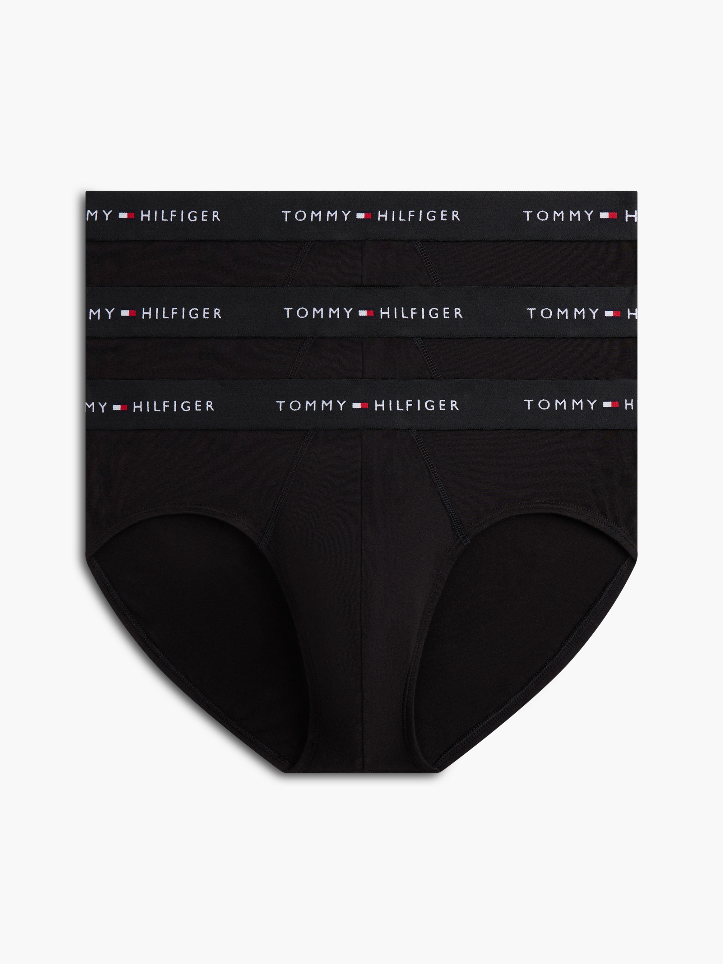 Slip "3P BRIEF DTM", Herren, Gr. M (50), 3 Stk., schwarz, schwarz, schwarz, Jersey, Obermaterial: 95% Baumwolle, 5% Elasthan, TOMMY HILFIGER UNDERWEAR, körpernah, Unterhosen Slip, mit Logo-Elastikbund