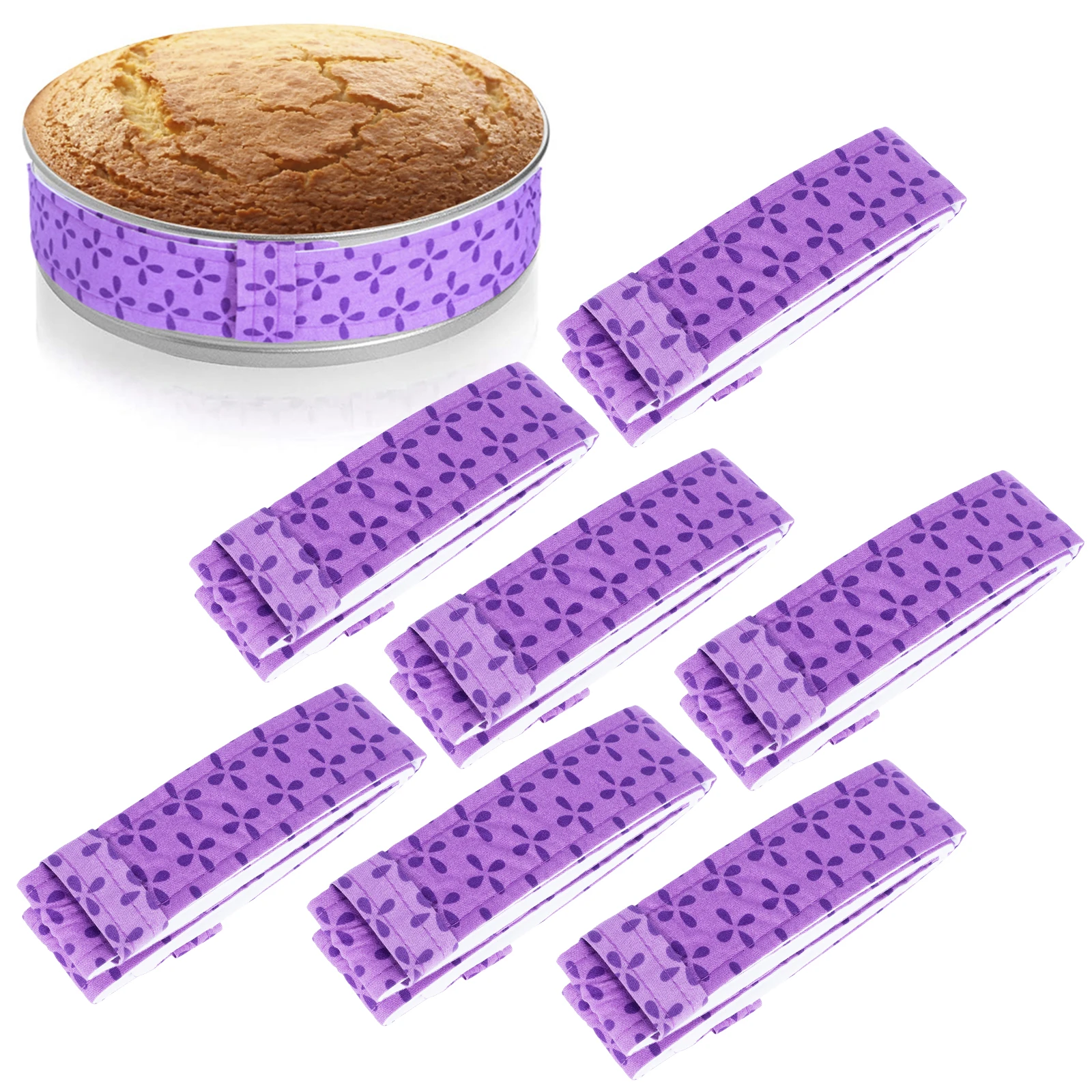 8/2Pcs Kuchen Pan Dämpfen Streifen Einstellbare Tuch Kuchen Backen Sogar Wrap Tuch Anti Verzerrung Kuchen Backen Streifen küche Gadgets Image