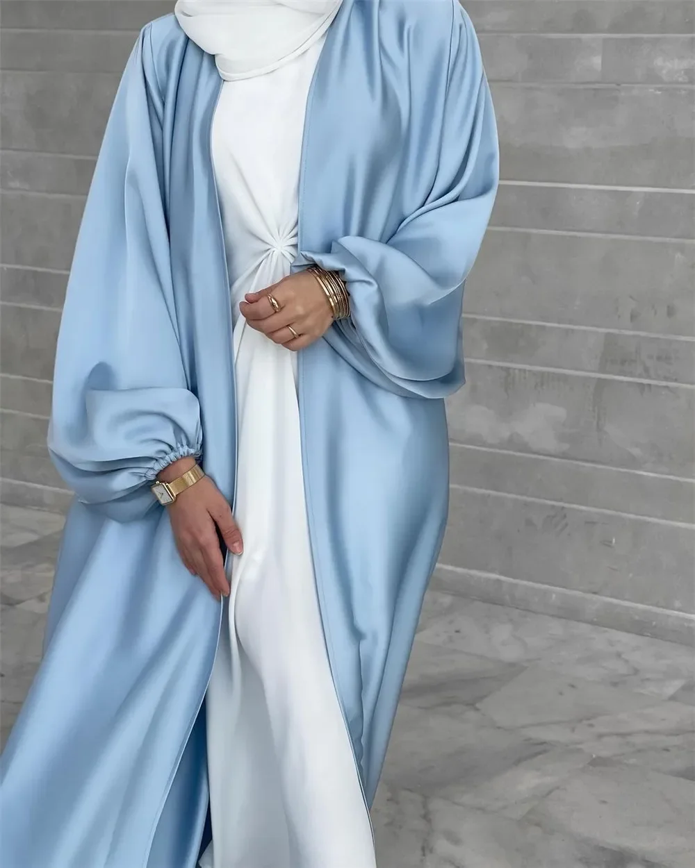 Muslimische Mode Kleidung Frauen Abaya Dubai Arabischen Puff Ärmeln Spitze-up Ramadan Kleid Jilbab Hijab Robe Türkei Kaftan Marocain abayas Image