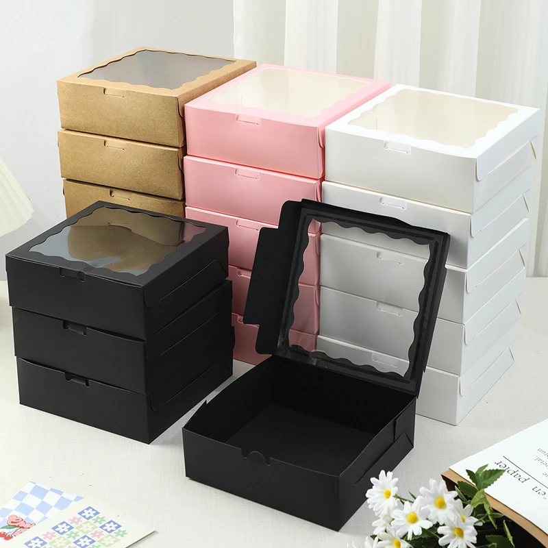 10 Stück transparente quadratische Kuchenschachteln mit Fenster, Süßigkeiten, Schokolade, Gebäck, Verpackungsbox, Schmuck, Spielzeug, Geschenk, Präsentationsboxen, Partygeschenke Image