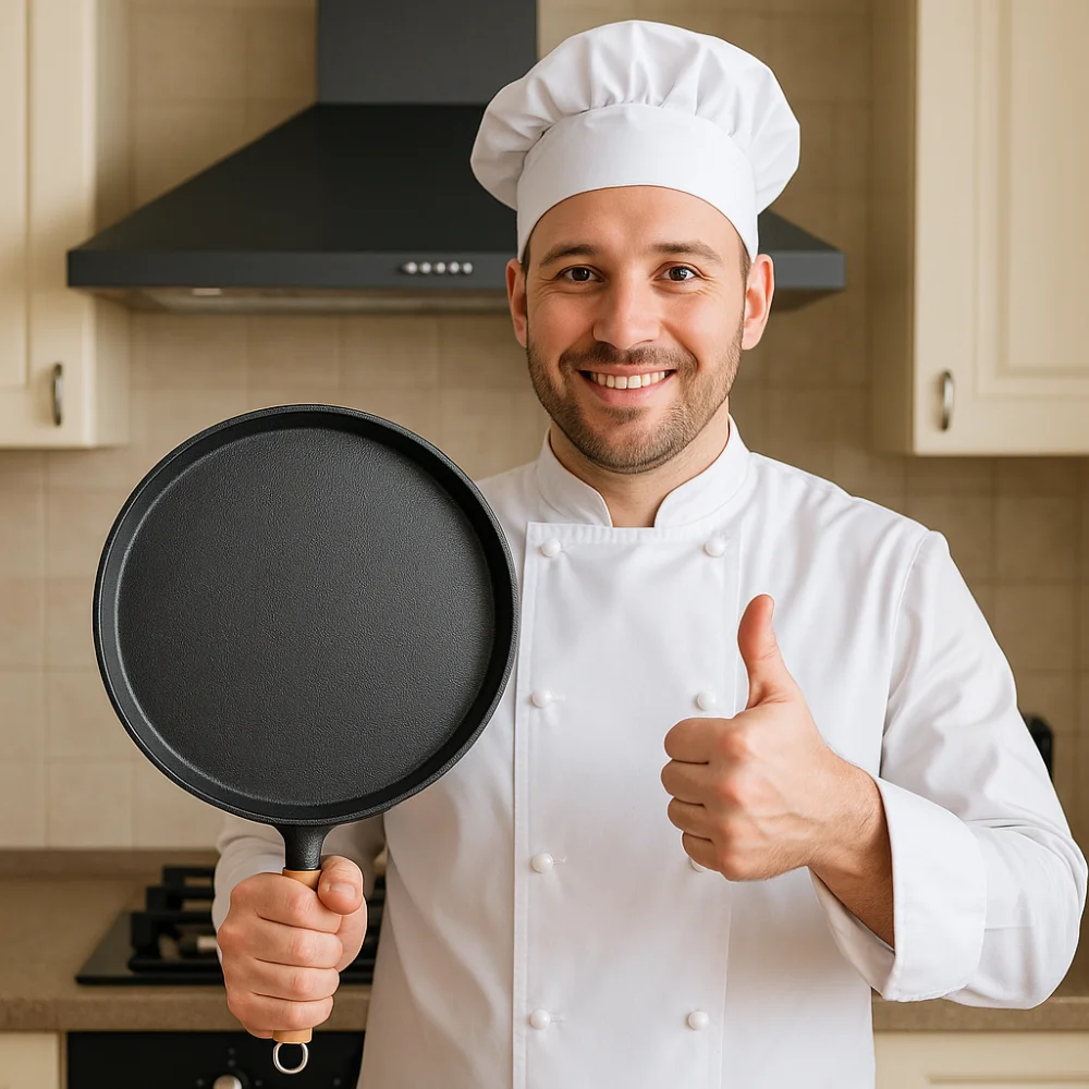 20/23/26 cm Gusseisen Bratpfanne Unbeschichtete Antihaft-Ei-Pfannkuchenpfanne Küche Kochgeschirr Holzgriff Pizza Backblech Image