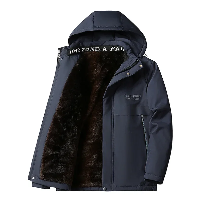 Winter Herren Fleece Gefüttert Gepolsterte Parka Wasserdicht Winddicht Jacke Herbst Winter Verdickte Fleece Kälte Beweis Mit Kapuze Mantel Männer