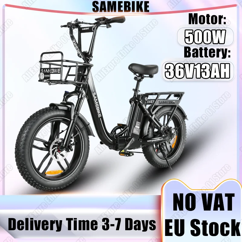 SAMEBIKE C05 Pro E-Bike 500 W leistungsstarker Motor 36 V 13 Ah Lithiumbatterie zusammenklappbares Elektrofahrrad 20-Zoll Fat Tire Snow Elektrofahrrad Image