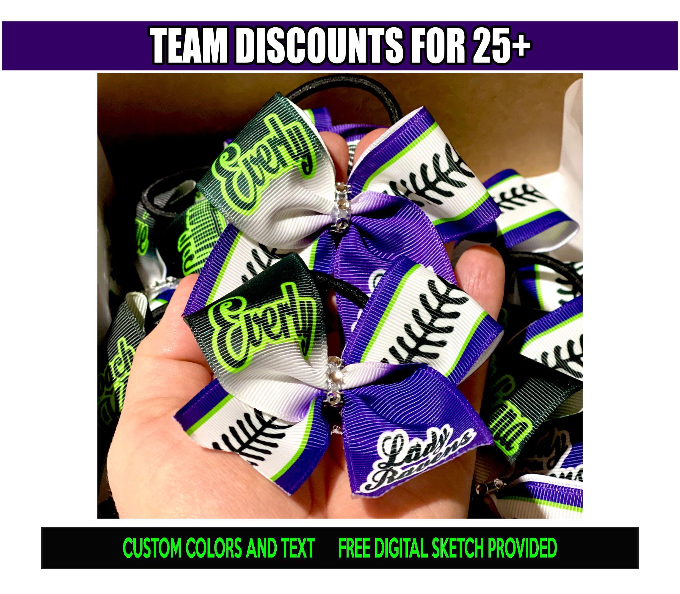 Mini fiocchi per codini da softball personalizzati - colori personalizzati