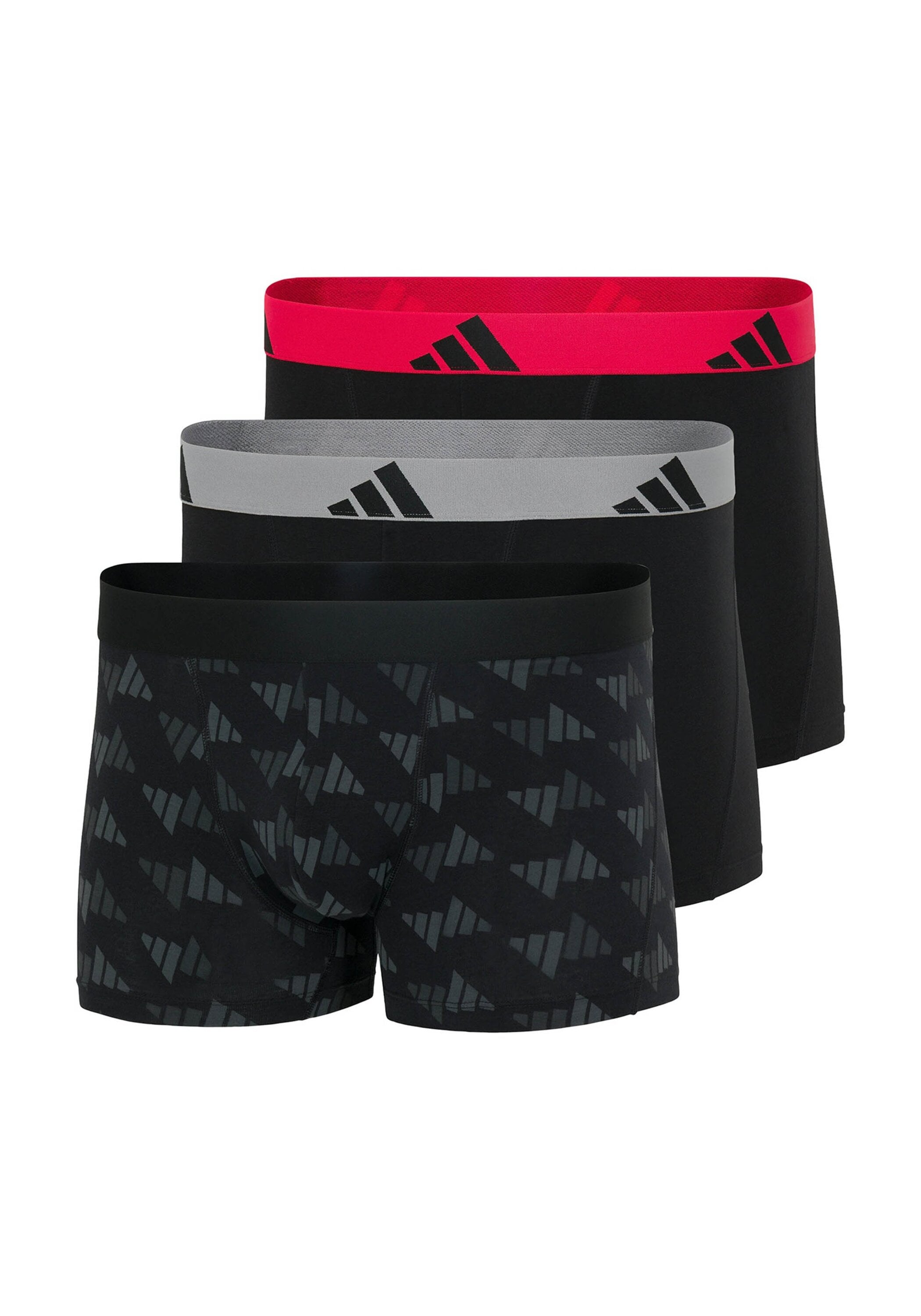 Boxershorts ADIDAS ORIGINALS "Boxershort 3er Pack", Herren, Gr. XL, bunt (schwarz, grau, rot), Obermaterial: 95% Baumwolle CO. 5% Elasthan EL., Unterhosen