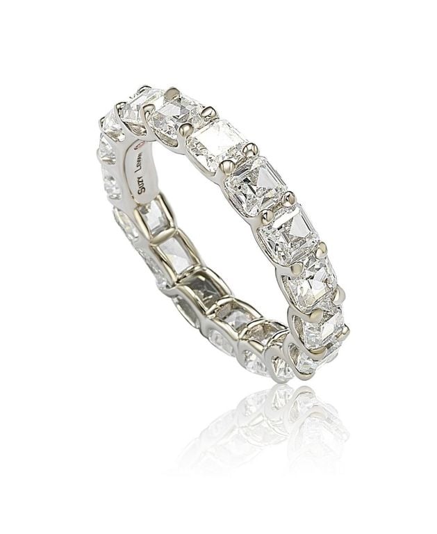Suzy Levian Sterling Silver Cubic Zirconia Asscher Cut Eternity Band Ring - Metallic - SUZY LEVIAN NEW YORK Rings