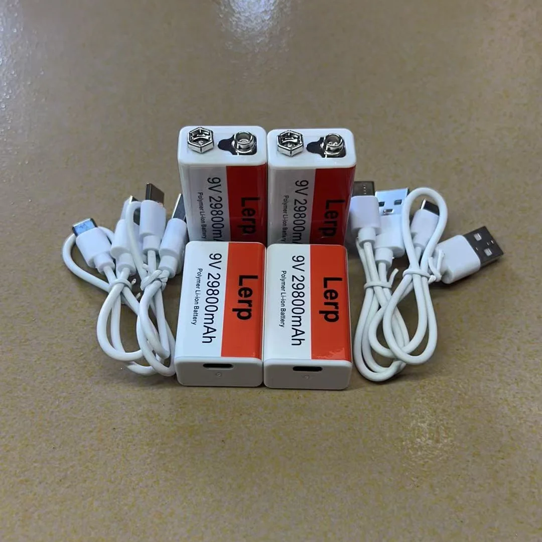 【29800 mAh wiederaufladbar】 9 V Li-Ionen-Akku mit Micro-USB für Mikrofone/Fernbedienungen/KTV-Geräte (500+ Zyklen) Image