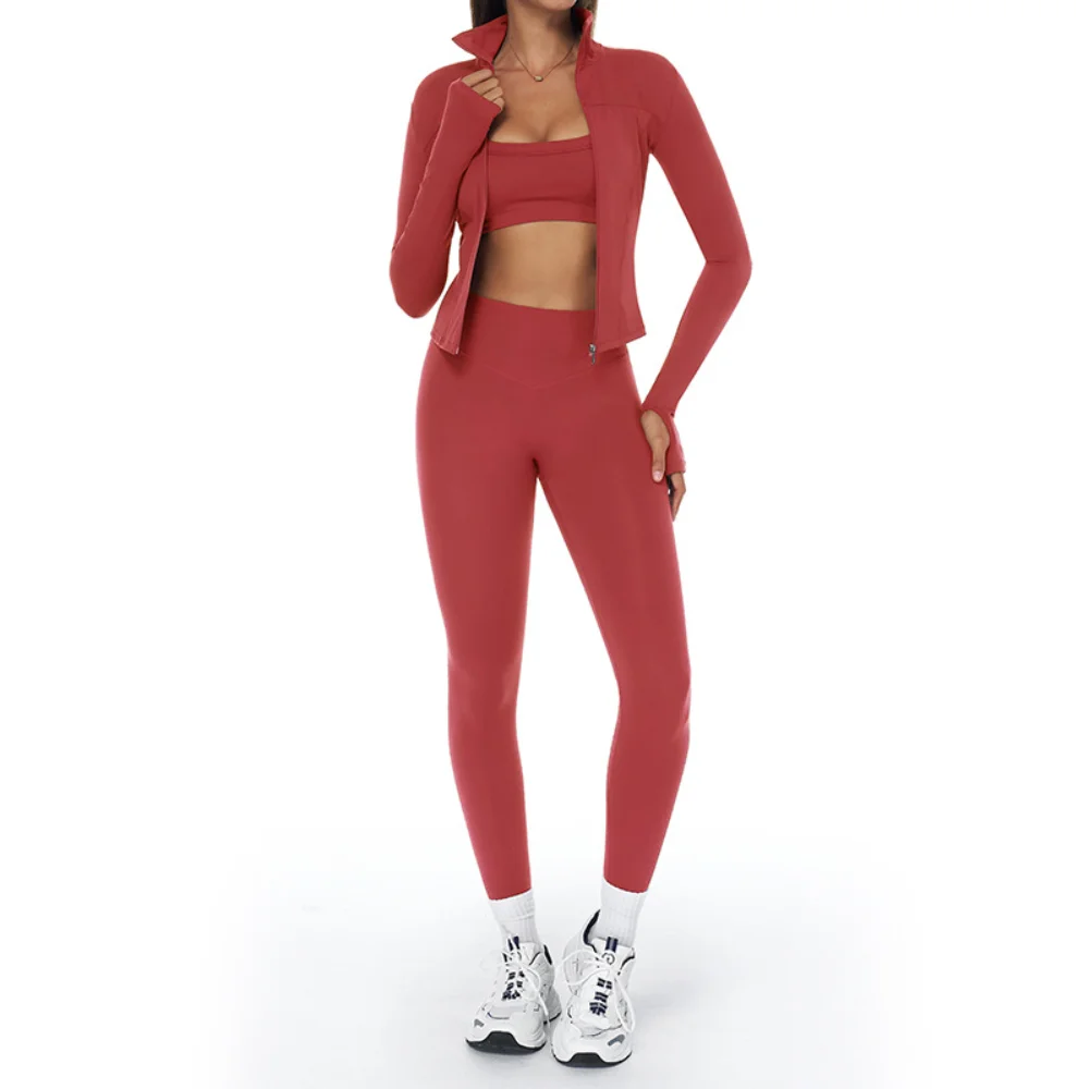 Ensemble de Yoga pour femmes, survêtement de Fitness, tenues de sport, Legging d'entraînement, costume à manches longues, vêtements de sport respirants, 2/3 pièces