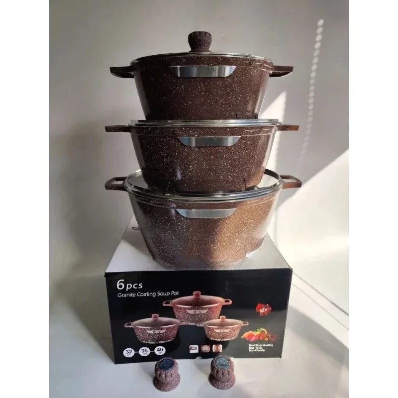 Schwertförmiges großes 6-teiliges Set, Maifanshi Antihaft-Pfannenset, Küchentopf aus Aluminiumdruckguss Image