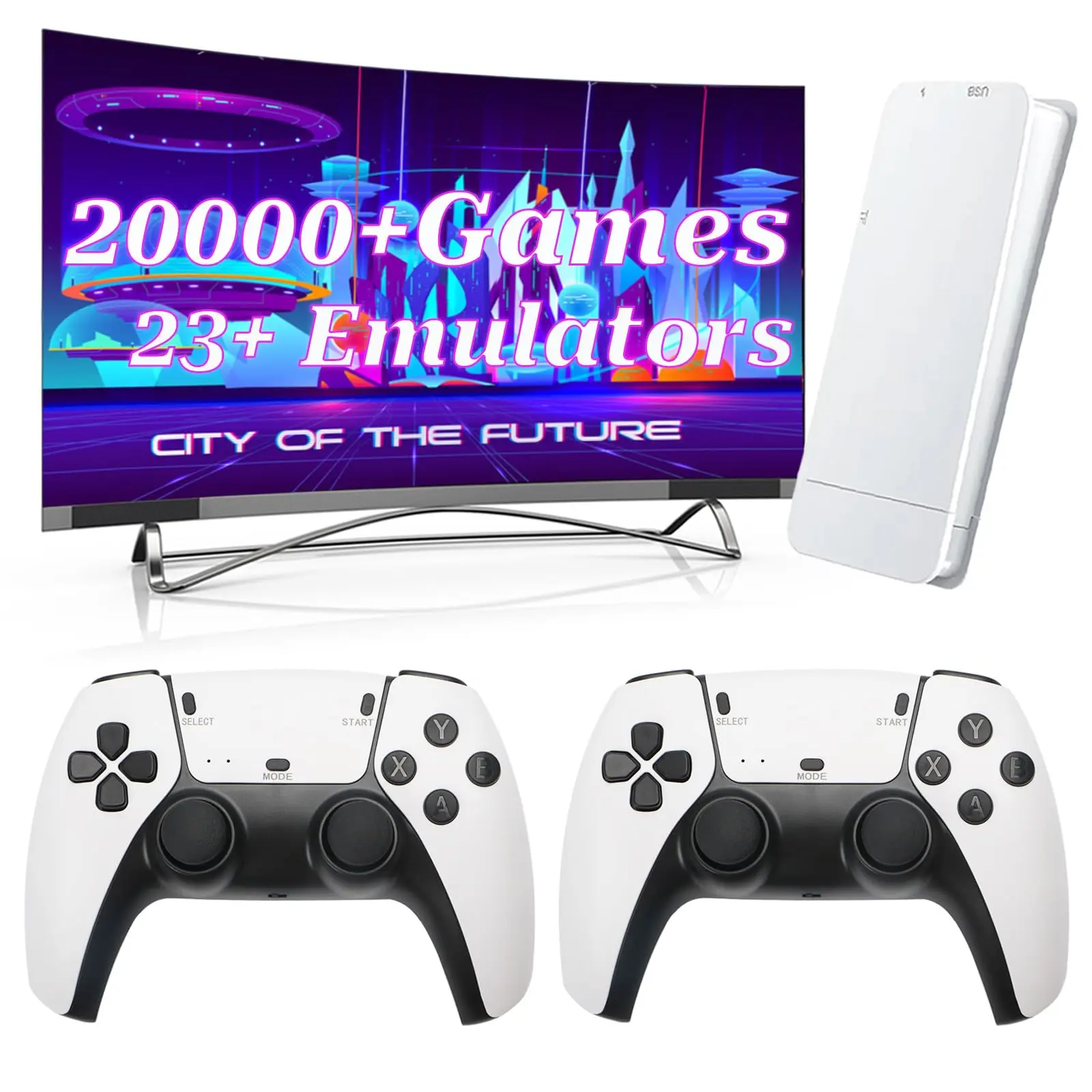 Console de jeu vidéo M15 4K, 20000 jeux intégrés, 64 go, rétro, portable, avec contrôleur de manette de jeu sans fil