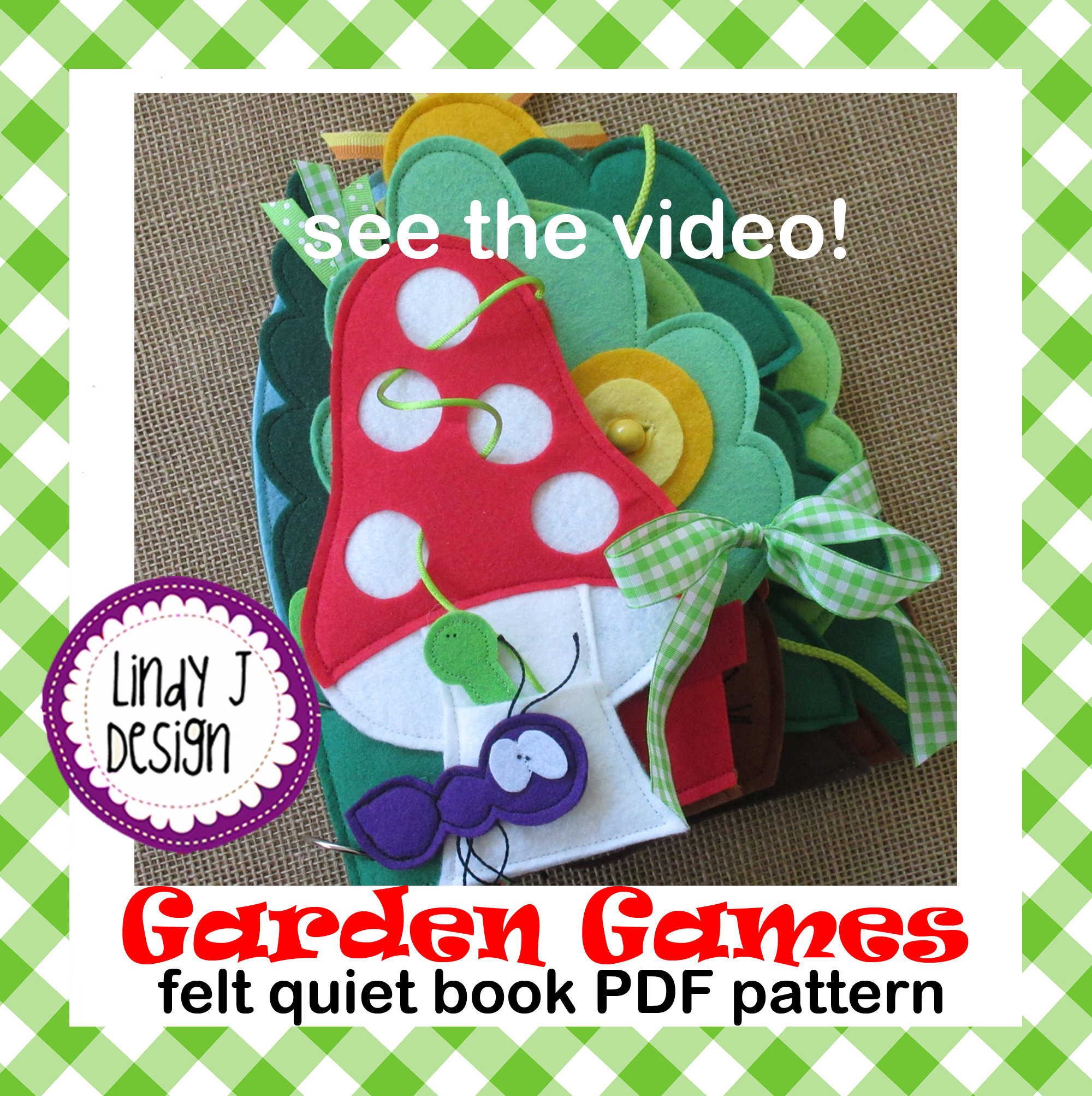 GARDEN Games Felt Quiet BOOK PDF Libro di attività da giardino Modello per libro in feltro Istruzioni per libro morbido per bambini
