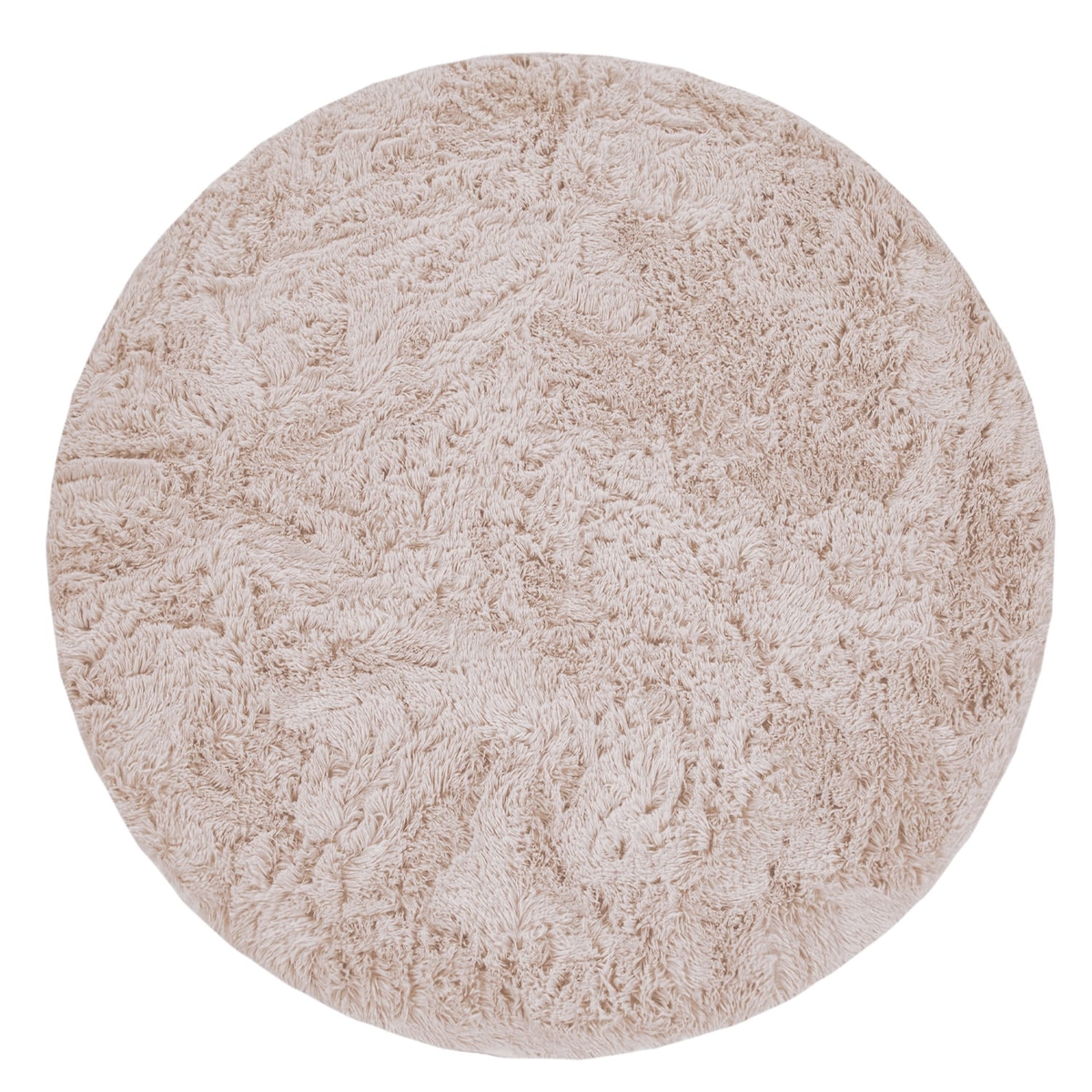 KADIMA DESIGN Hochflor Teppich Shaggy waschbar Unifarben Schlafzimmer schmutzabweisend Creme Rund 160D | 100% Polyester | Florhöhe: 33 mm | pflegeleicht Image