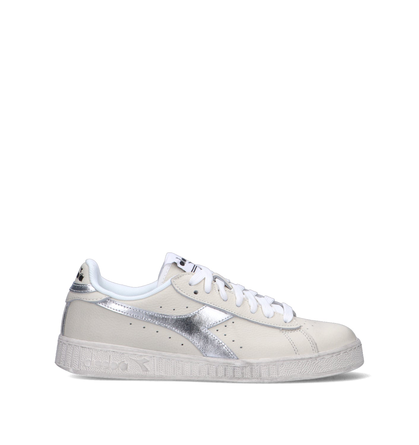 DIADORA GAME L LOW WAXED METAL WN Sneaker donna bianca/argento in pelle