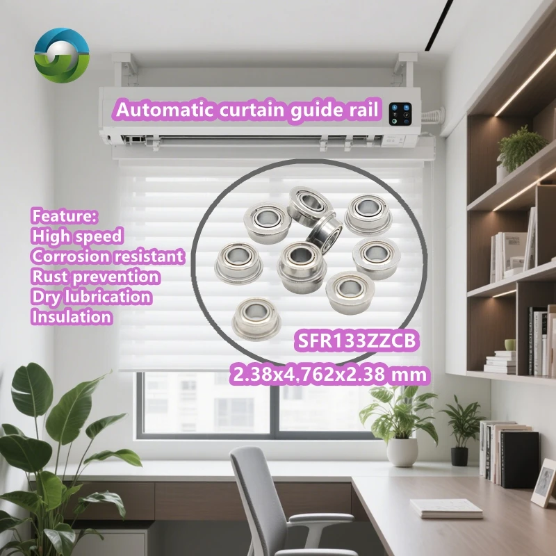 10 Stück SFR133ZZ Flanschlager 2,38 x 4,762 x 2,38 mm Edelstahl-Hybrid-Keramiklager Hochgeschwindigkeits-Si3N4-Kugellager mit Flansch Image