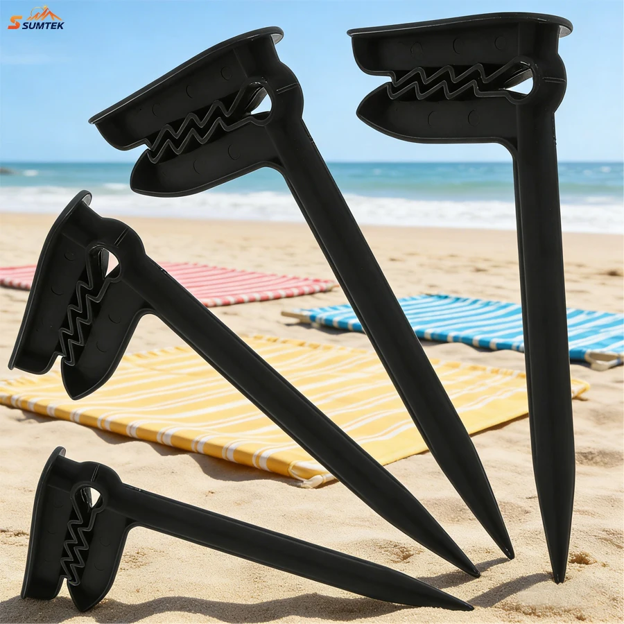 4 Stück Strandtuch-Befestigungsclips, Windfeste Clips Decken-Picknick-Befestigungsclips Plastik-Handtuchklammern für Camping Reisen Strandtage Image