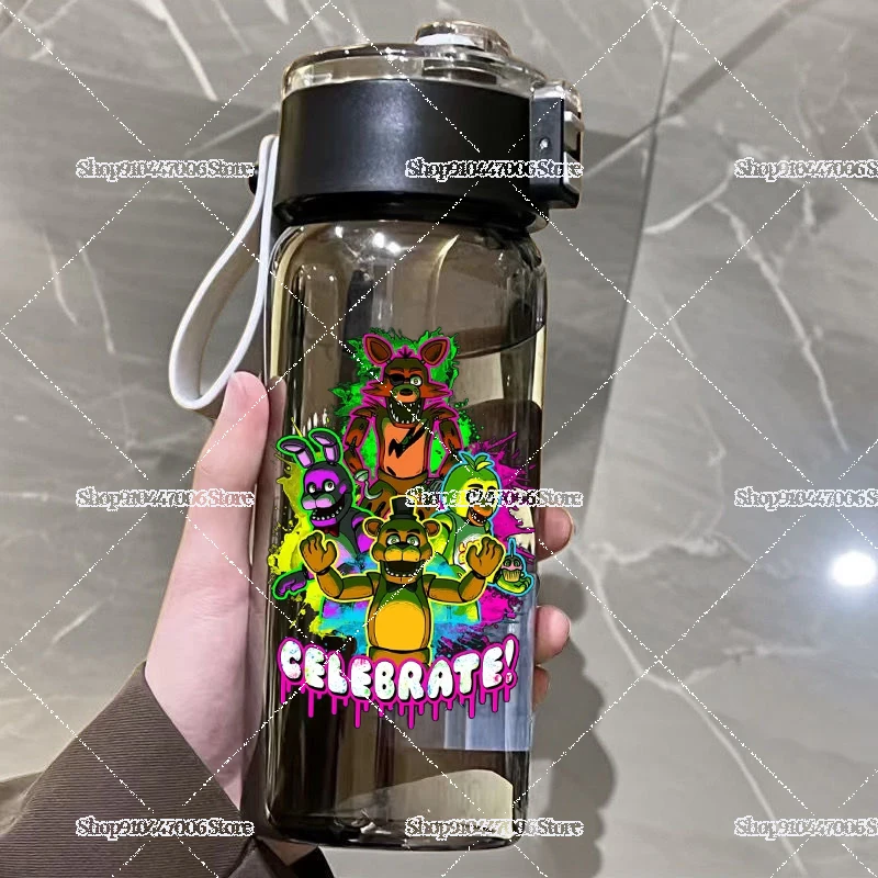 FNAF Einfache Tasse, sturzsichere Kunststoff-Wasserflasche mit Teefach, fünf Nächte bei Freddy, Hüpfbecher mit großem Fassungsvermögen Image