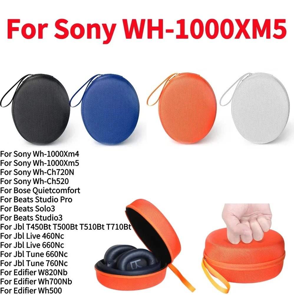 EVA Hartschalen-Tragetasche Stoßfeste Kopfhörertasche für Sony WH-1000XM4 WH-1000XM5 WH-CH720N WH-CH520 Tragbare Aufbewahrungstasche Image