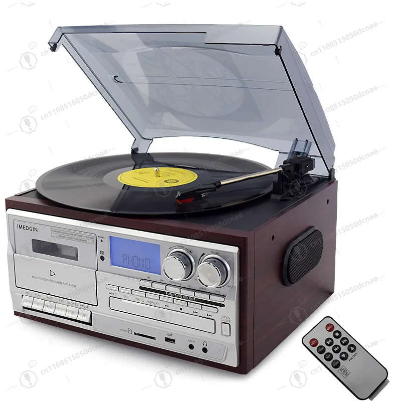 Multifunktionaler 7-in-1 Plattenspieler AM/FM Radio CD-Player USB und Kassettenrekorder Aux-Eingang RCA-Ausgang Bluetooth Image