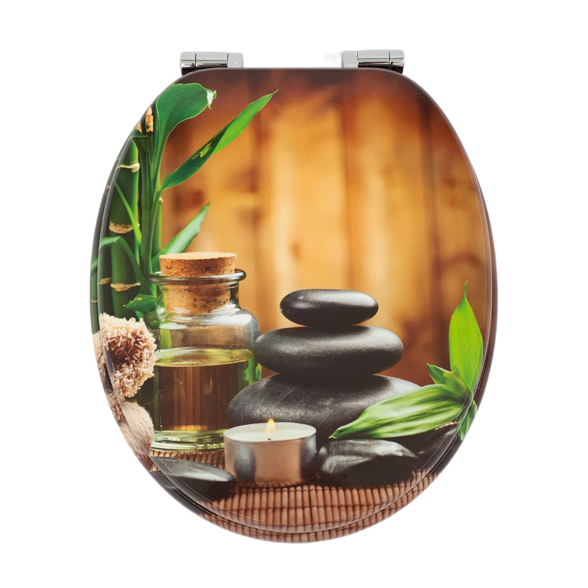 SINOBATH Toilettensitz Soft-Close Universal MDF Toilettendeckel WC-Sitz Holz Klobrille im Steinmotiv, Tragfähigkeit 190 kg Image