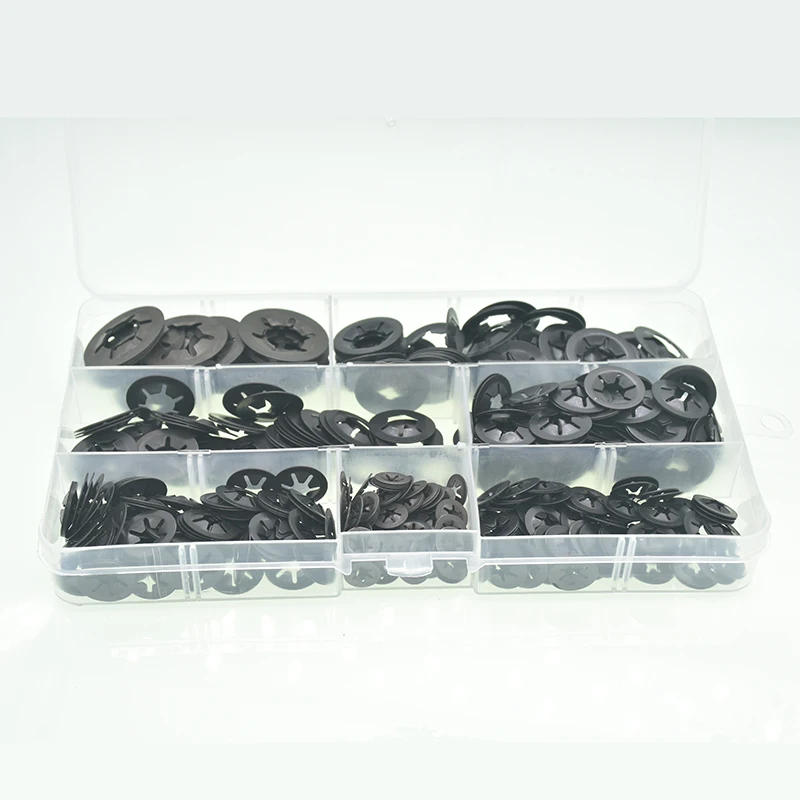 530 Stück Steckscheiben für metrische Rundwelle, 65 Manganstahl, Federsicherungsring M3, M4, M5, M6, M8, M10, M12 Image