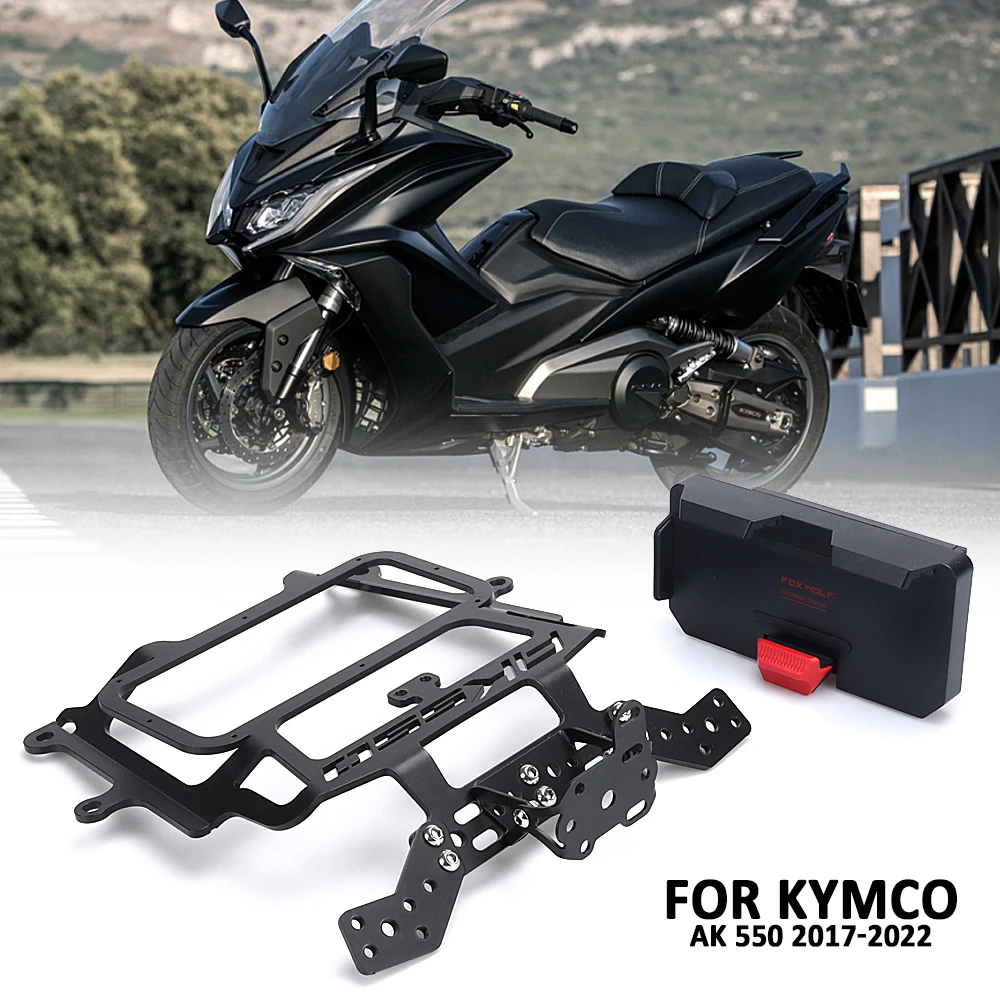 Für KYMCO AK550 AK550 ak550 2017-2022 GPS Navigator Unterstützung USB Drahtlose Lade Telefon Halter Handy-Navigation halterung Image