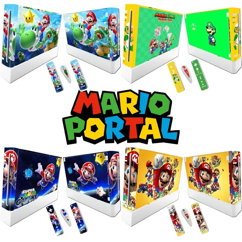 Super Mario WII Skin Aufkleber PVC Bunte Skin Aufkleber Aufkleber Cover für WII Spielkonsole Rumpf Controller Schutzfolie Neu Image
