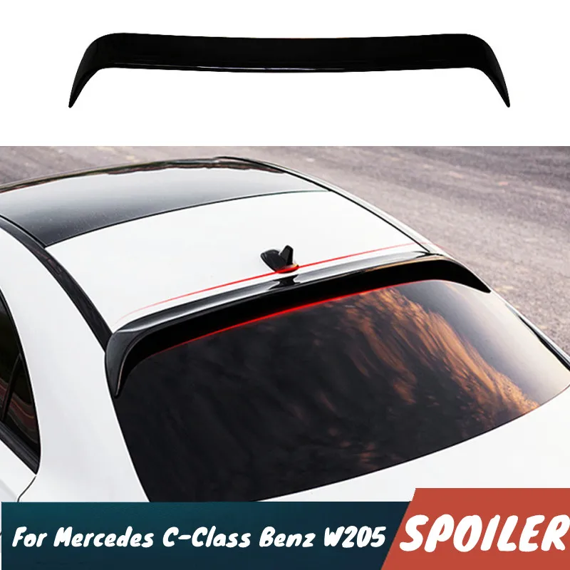 Für 2015-2021 Mercedes Benz C-Klasse W205 ABS Kunststoff Auto Heckscheibe Dach Auto Spoiler Flügel Schwarz Carbon Tuning Zubehör Image