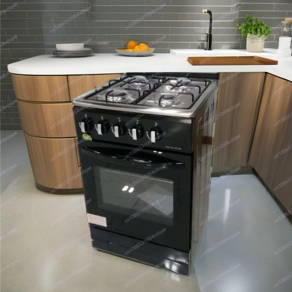 Eingebauter elektrischer Keramikherd mit vier Kochfeldern und Umluftofen, multifunktional für den Haushalt, mit Grillfunktion. Image