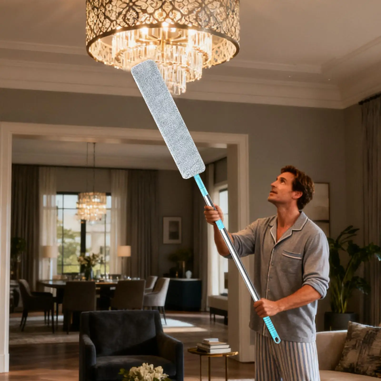 Reinigungswerkzeug für Untergeräte mit langem Griff, staubabweisende Bürste für Kühlschrank, waschbare Bürste für Herd, Tastatur, Kühlschrank, Wohnbereich Image