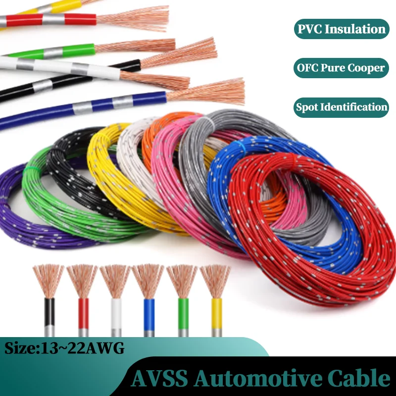 2/5/30m AVSS-Kabel für Automobile, AWG 22 20 18 16 15 14 13, PVC-Isolierung, Reinkupfer, DIY-Lautsprecher-Audio-Autokabel Image