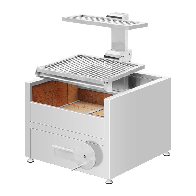 Edelstahl-BBQ-Grill, Holzkohlegrill mit Arbeitsplatte, höhenverstellbar, argentinischer Holzkohlegrill Image