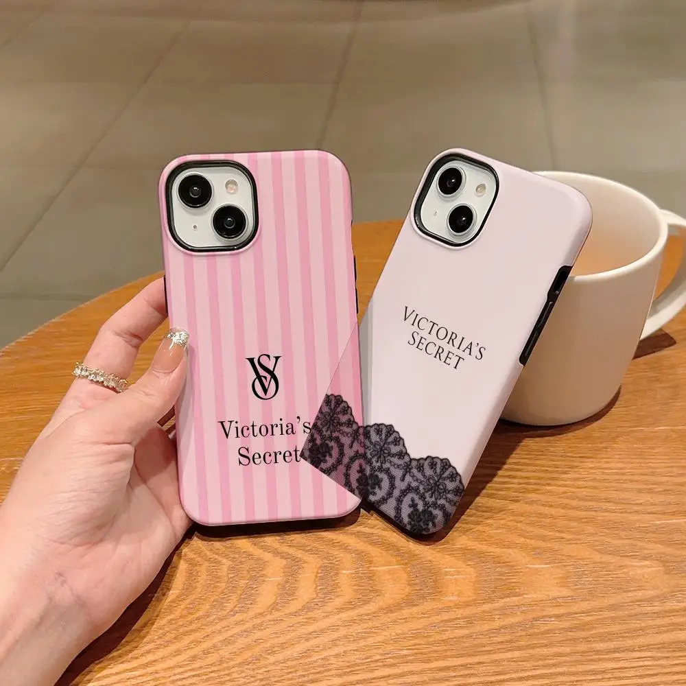 Victoria's Pink Secret Handyhülle für iPhone 17 Air 16 15 14 13 11 12 Pro Max Xr Plus – Umfassende bedruckte 2-in-1-Hülle