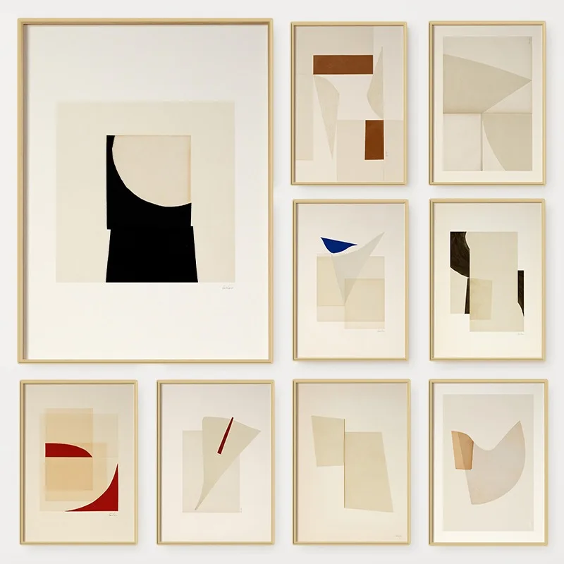 Strukturiertes abstraktes Druckplakat, minimalistische moderne Geometrie, Japandi-Leinwandgemälde, beige Wandkunst für Wohnzimmer, Heimdekoration Image