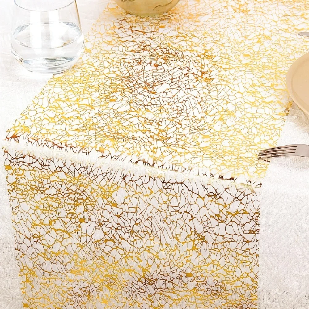 Funkelnder glitzernder Tischläufer, luxuriöse rechteckige Tischdecke aus Polyester, schimmernde Tischläufer, Rolle, Esstischdekoration Image