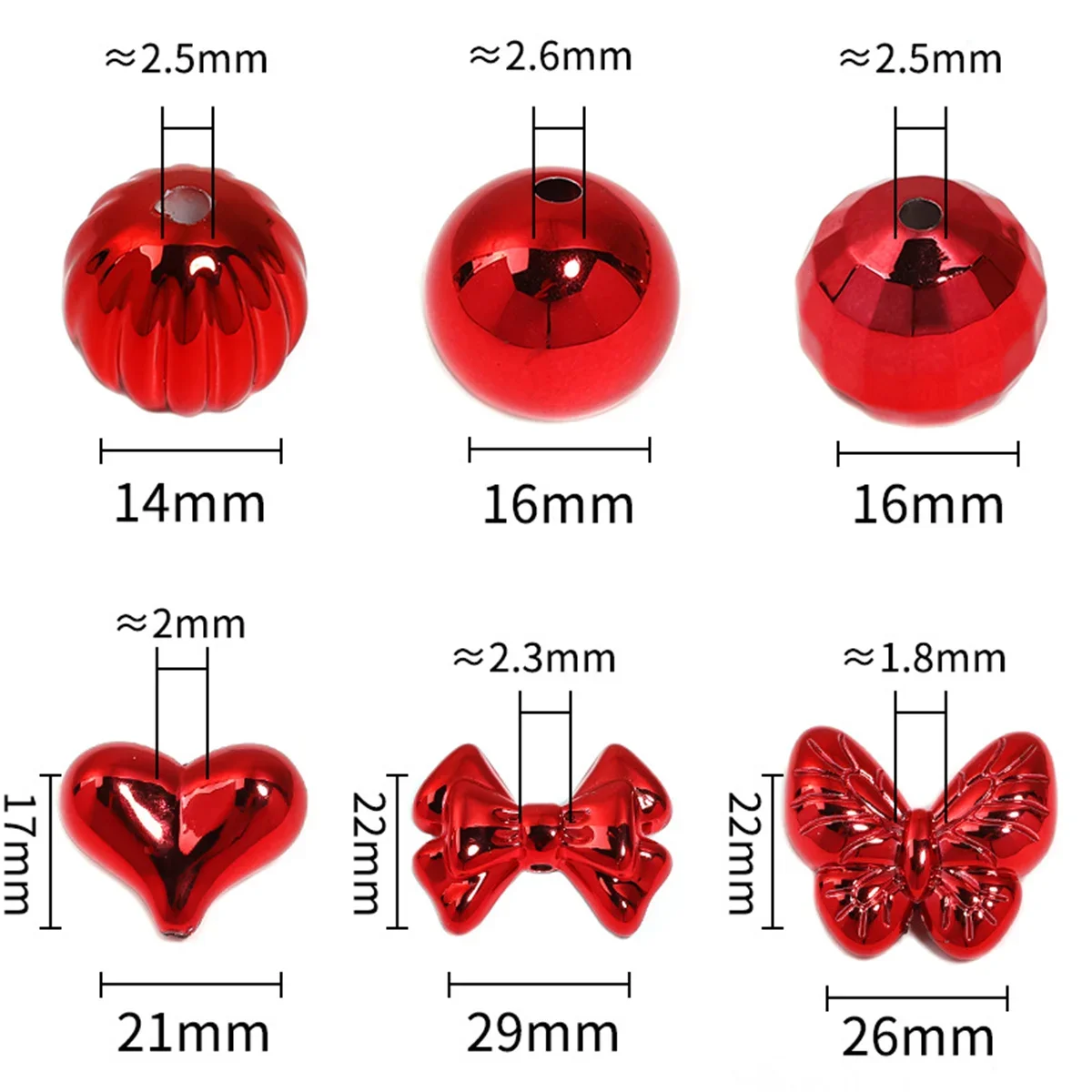 CH48 10 Stück UV-Galvanisierte Liebes-Schmetterling-Perlen Armband Halskette DIY Kleidung Handgemachtes Mädchengeschenk Schmuckzubehör Perlen Image