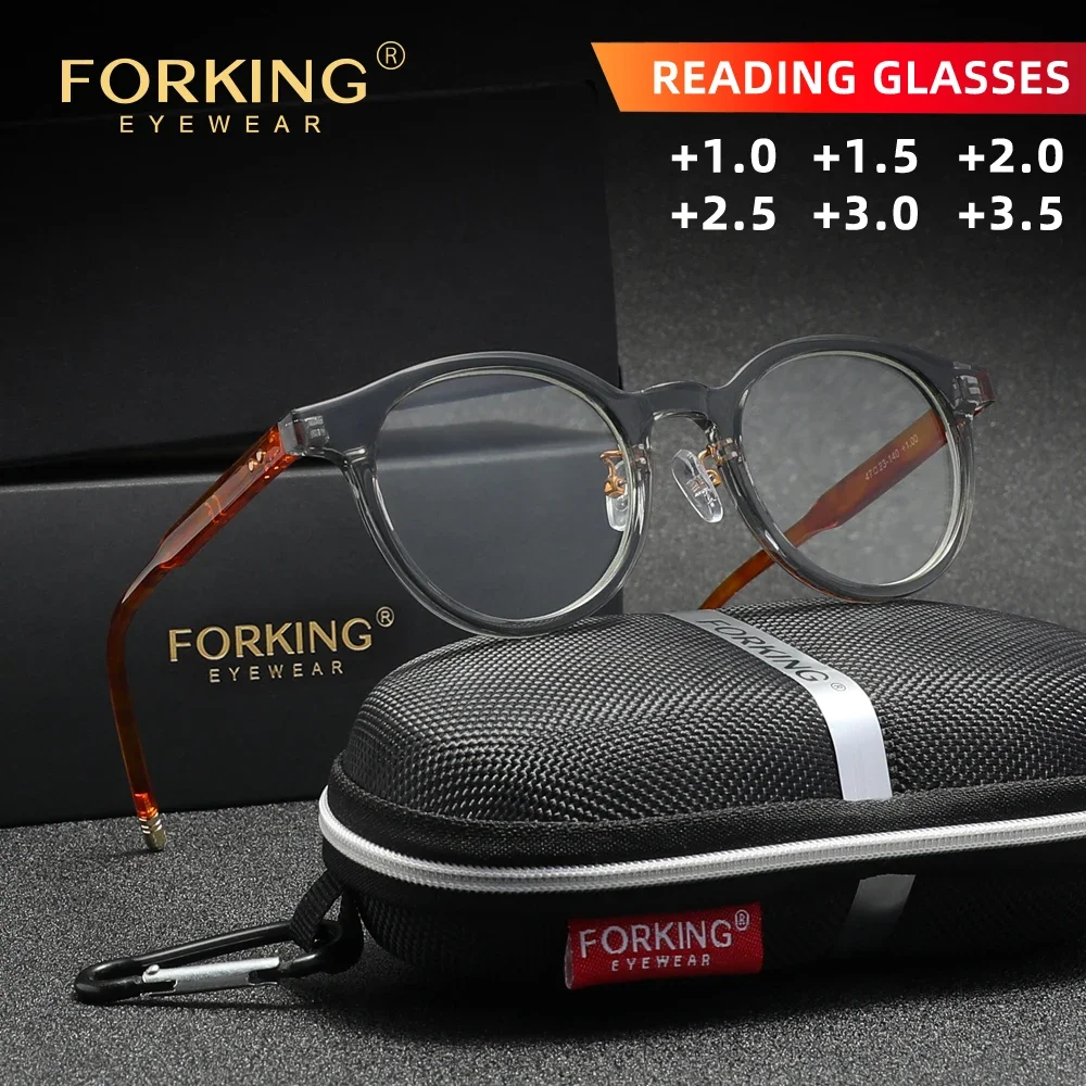 FORKING Lesebrille mit rundem Rahmen für Männer und Frauen, Presbyopie-Brille, Leserbrille +1,0 + 1,5 + 2,0 + 2,5 + 3,0 + 3,5 Image