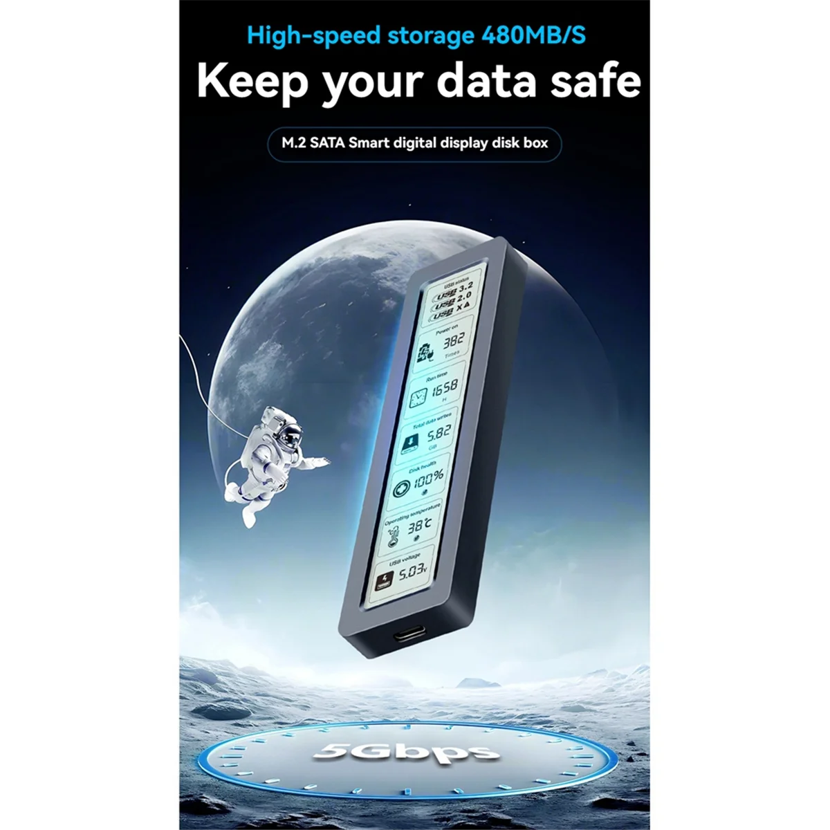 【24 Stunden Verkauf!】M.2 SSD SATA-Gehäuse USB3.2 Gen2 Typ C 5 Gbit/s SSD-Gehäuse M.2 SATA-Gehäuse Festplattengehäuse Werkzeug Kostenloses SSD-Aluminiumgehäuse Image