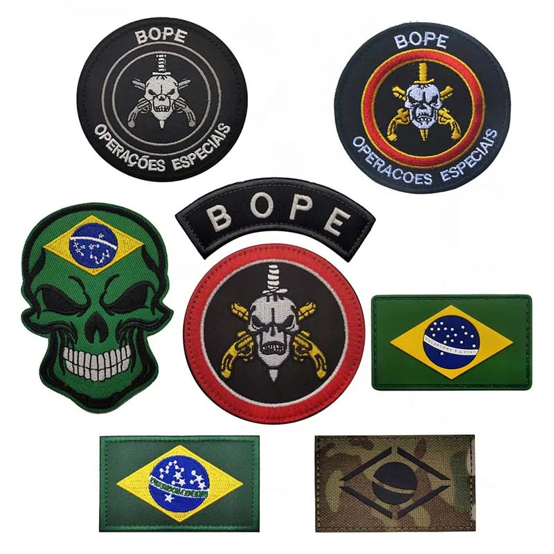 BOPE Brasilien-Flagge, Elite Operacoes Especiais Moral Emblem Kleidungsapplikation Stickerei, PVC-Abzeichen, Militärischer taktischer Rucksack-Patch Image