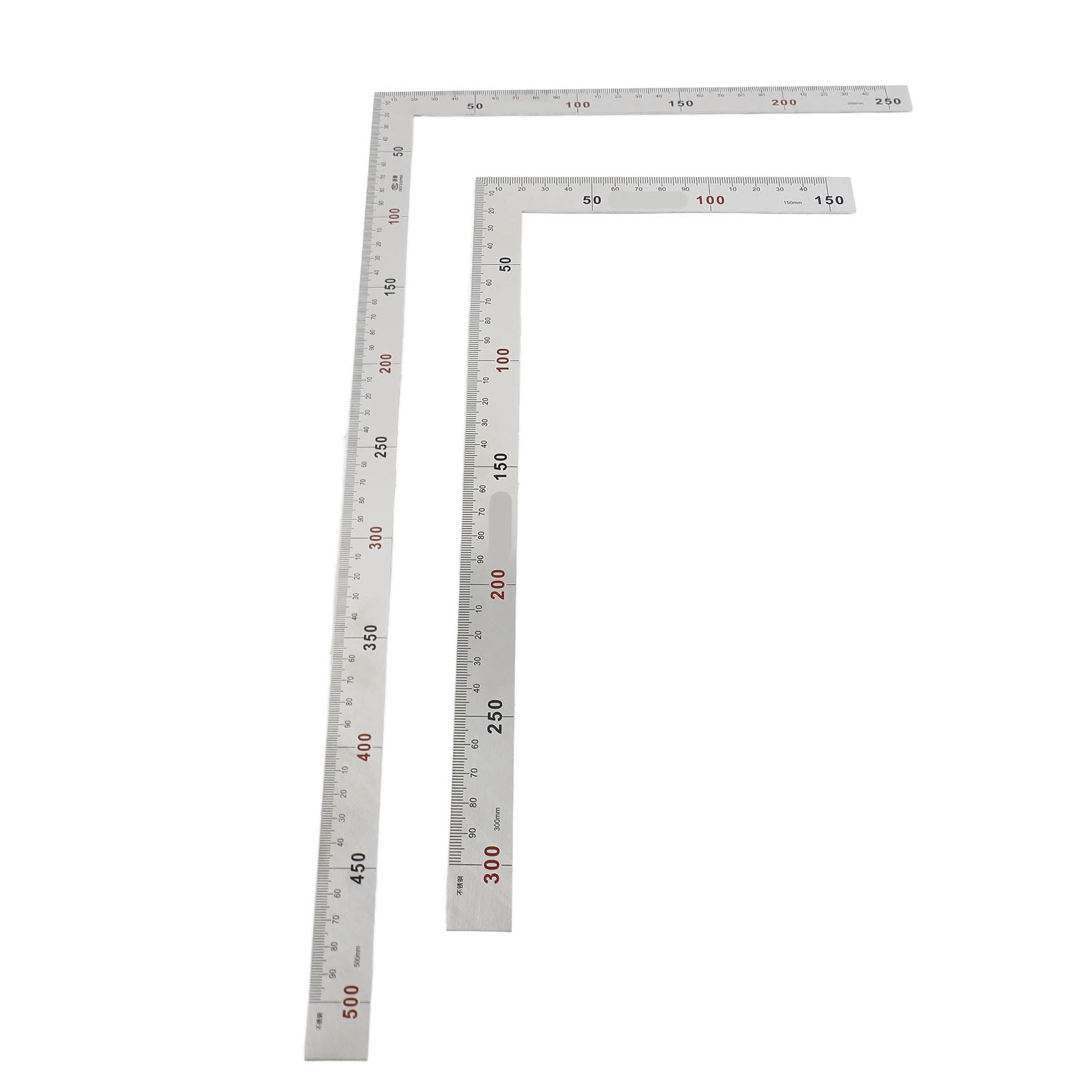 300/500 mm Winkel-Quadrat-Lineal, 90 Grad rechtwinkliges Lineal, Dreieckslineal aus Edelstahl, Holzbearbeitungs-Messgerät, Messwerkzeug Image
