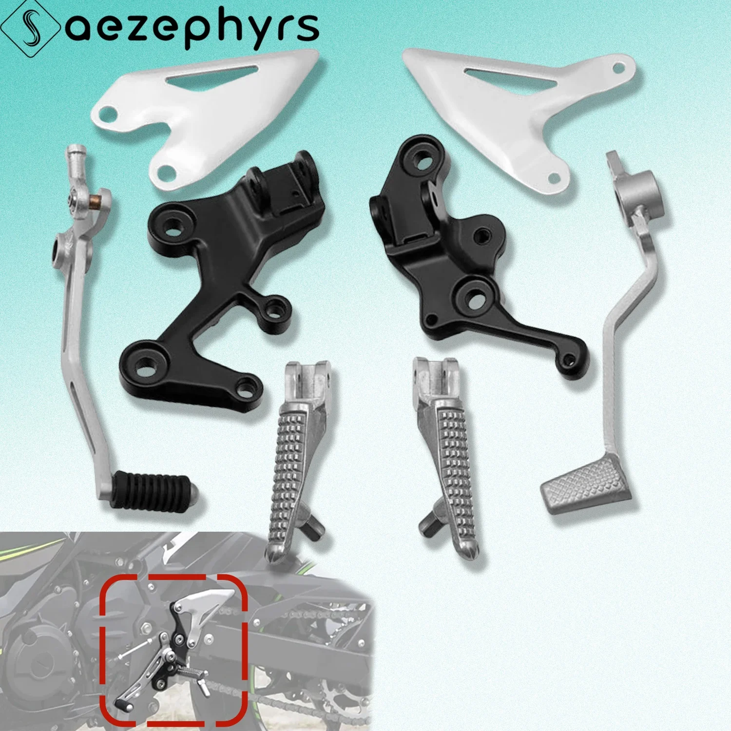 Vorne Fußstützen Halterung Kit Fahrer Schalthebel/Bremspedal Für Kawasaki Ninja 400 Z400 500 Z500 2018-2024 2019 Motorrad Image