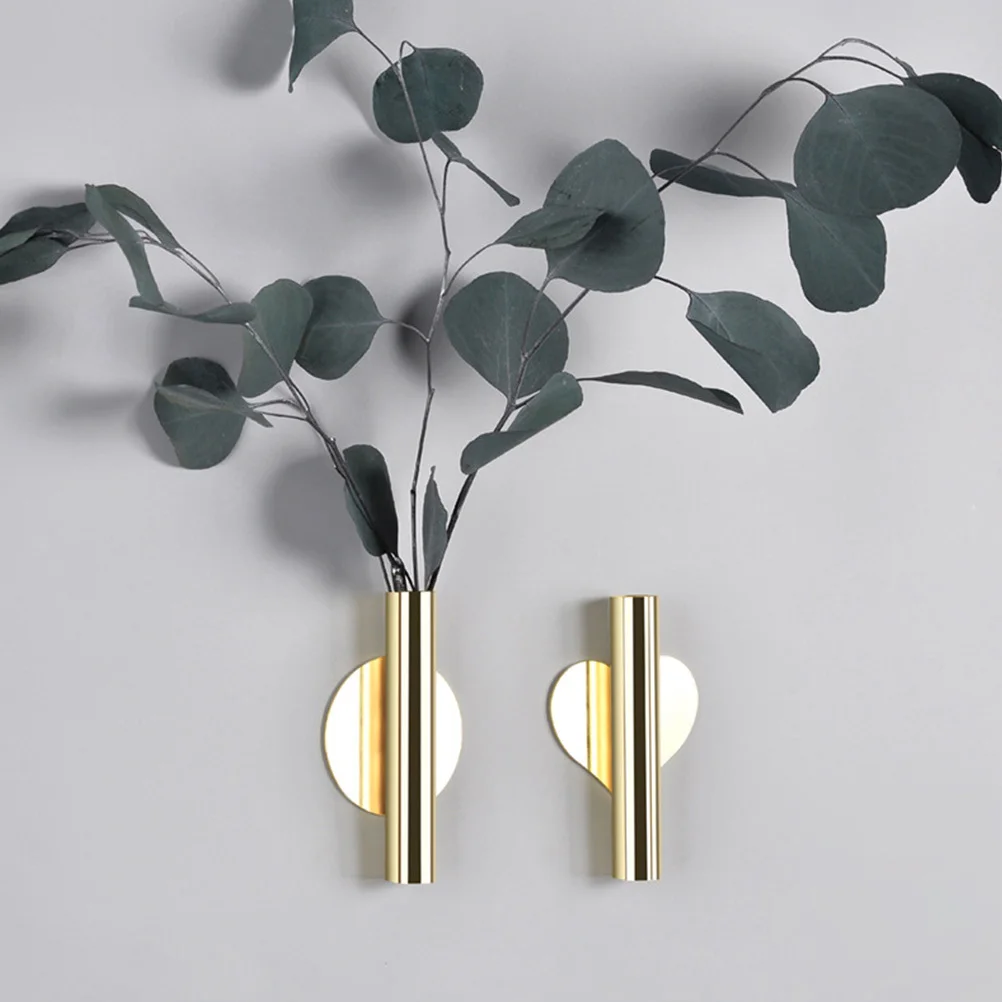 2 stücke Montiert Metall Vase Für Blume Anordnung Wohnkultur Wand Blume Display Halter Eisen Wand Vase Dekoration Image