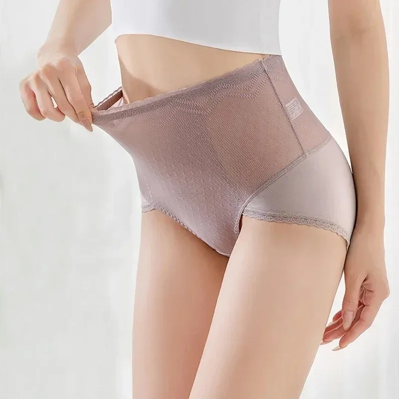 Hohe Taille Höschen Für Frauen Sexy Hohle Spitze Damen Slip Bauch Hüfte-hebe Unterhose Plus Größe Baumwolle Weibliche unterwäsche Image