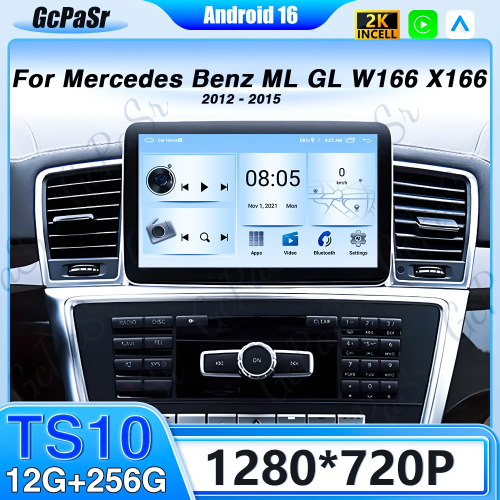 Android 16 Für Mercedes Benz ML GL W166 X166 2012 - 2015 CarPlay 4G WIFI Auto-DVD-Radio GPS-Navigation Multimedia-Player Bildschirm Image