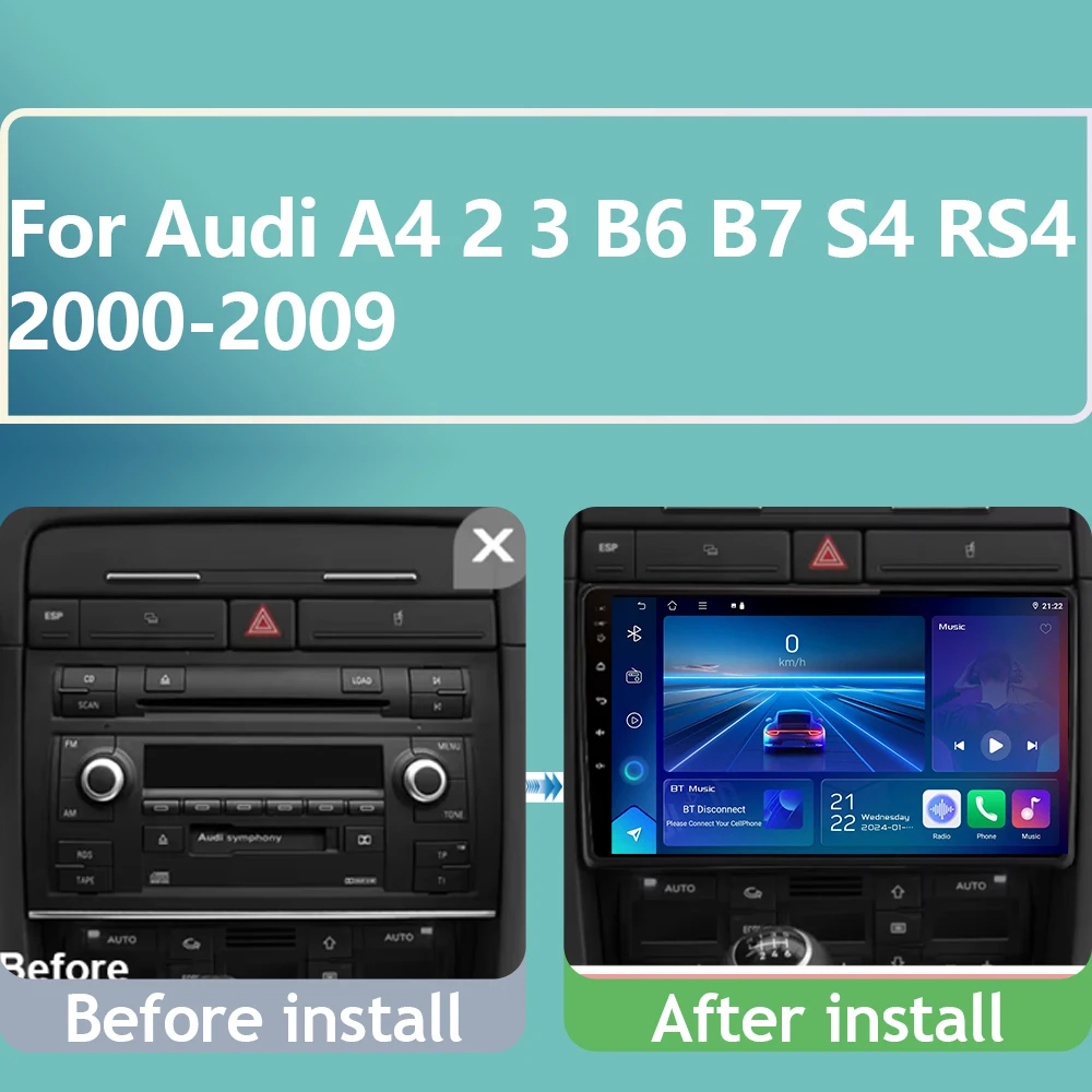 WIFI für Audi A4 2 3 B6 B7 S4 RS4 2000 2001 2002 2003 2004 2005-2009 Android 16 Autoradio Navigation GPS Multimedia-Videoplayer Image